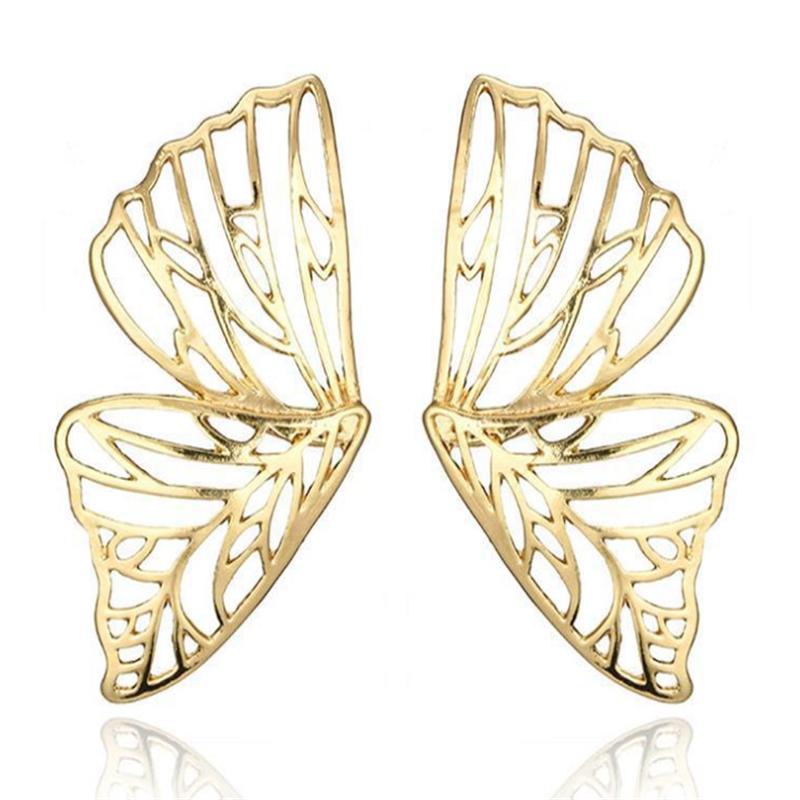 Exaggerated Fashion Hollowed Out Butterfly Wings Stud Earrings for Women Girl Gift Jewelry Wholesale