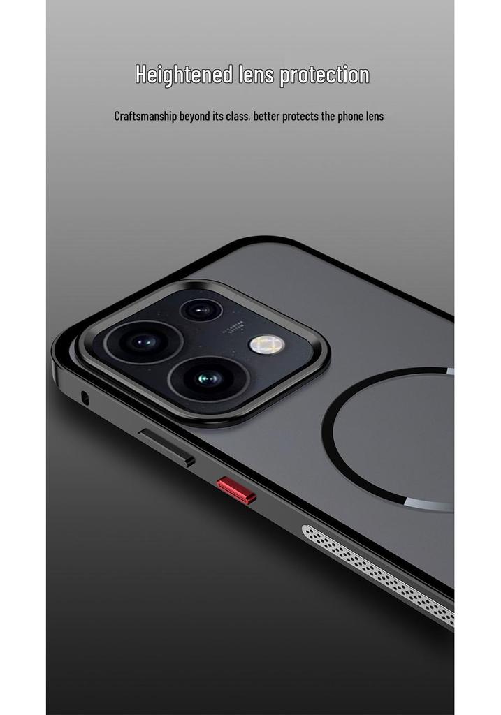 Совместимый металлический охлаждающий чехол Snap-On для Oppo Reno16 Pro - Матовая задняя панель с ощущением голого металла