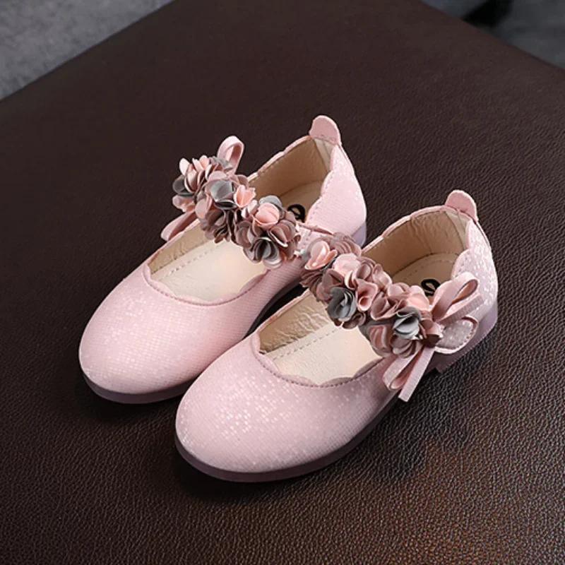 Trendy Sandals Spring New Trendy Princess Shoes Comfort Non Slip Soft Leather Shoe Exquisite Elegant Girl Shoe Flower Kid Shoes