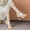 Transparent High Heels 2025 New Fashion Sexy Crystal Thick Heel Sandals Slippers Women's Summer Outer Wear Temperament Middle Heel