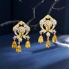 Fashion Light Luxury Atmospheric Micro-Inlaid Zircon Earrings Retro Lion Head Water Drop High-End Earrings