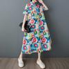 Women's Short Sleeved Loose Fashion Printed Mid Length Shirt Dress