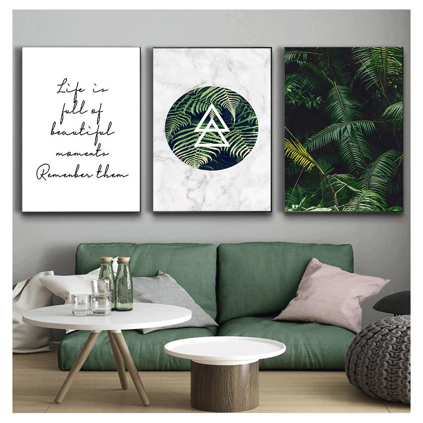 Настенная живопись, художественный постер, скандинавский ботанический принт, скандинавская картина для гостиной, домашний декор, зеленое растение, монстера, папоротник, холст