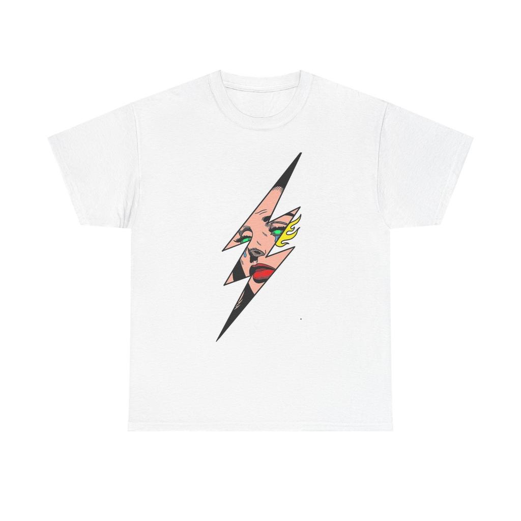 Crying Model Lightning Bolt Graphic T Shirt Unisex Heavy Cotton Tee