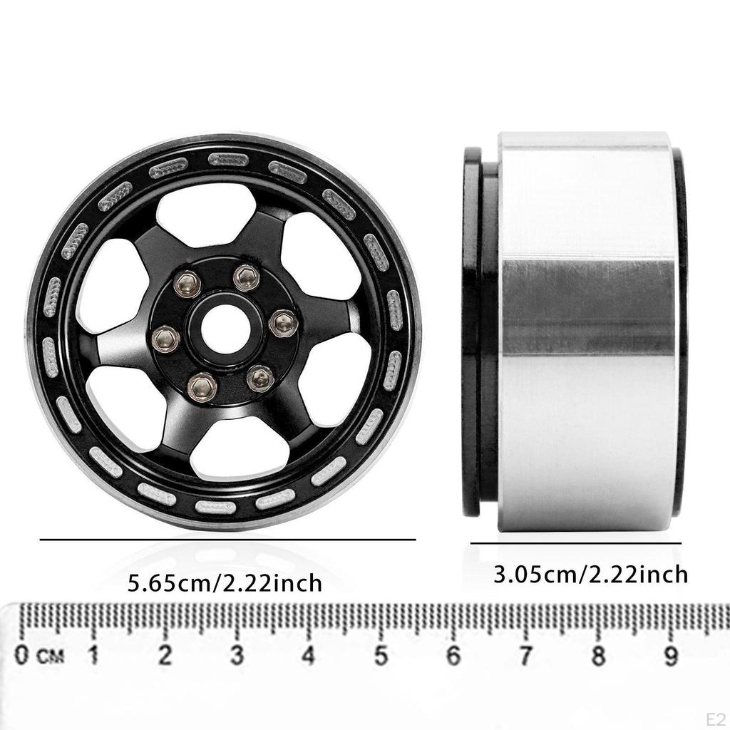 4 Pieces 1.9" Beadlock Wheels, 1/10 RC Wheel Rim Replacements, Metal Hub for SCX10