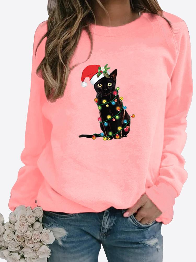 Зимняя повседневная женская толстовка со снежинками и буквенным принтом, круглым вырезом и длинными рукавами, свободная женская футболка с рисунком, блузка размера плюс