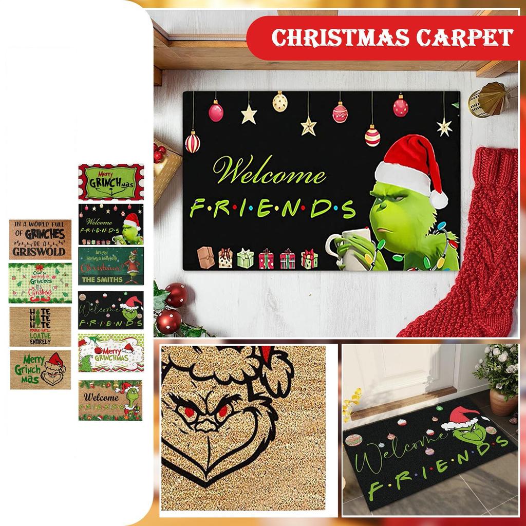 Xmas Welcome Christmas Mat Non-Slip And Washable Doormat Decoration Door Mat Entrance Rugs