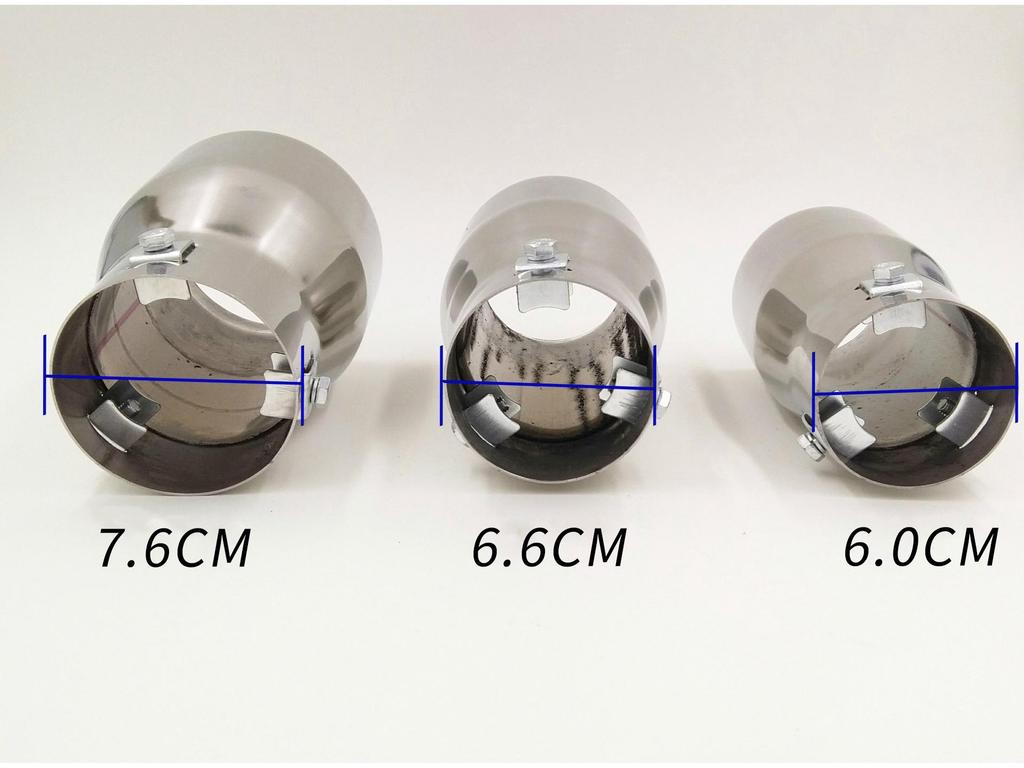 6021 Full-Color Stainless Steel Exhaust Tailpipe for Small Cars - Silver, Titanium, and Blue