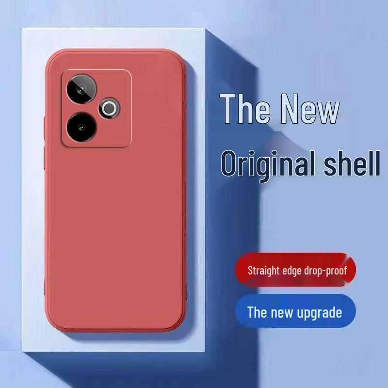 Ударопрочный силиконовый мягкий чехол Realme GT7: Однотонный, Жидкий дизайн куба, Полностью закрывающий, Прямой край
