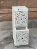 Hand-Carved Wooden Nightstand | White Side Table with Desk Drawers | Wooden Storage Cabinet | White Bedside Table Dressers Storage Table Art