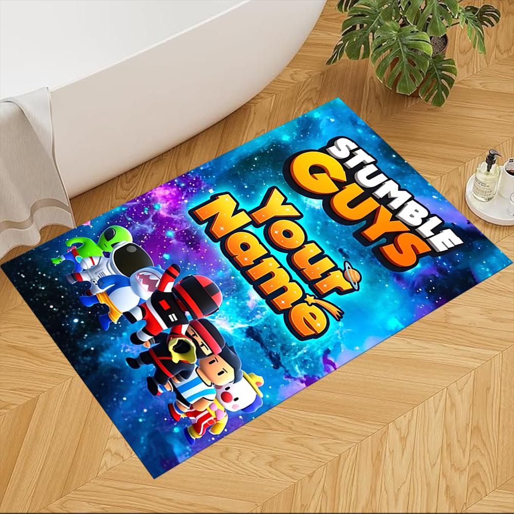 Stumble Guys Персональный Коврик для Пола с Именем Офисный Коврик Дизайн для Игровых Комнат Прихожая Фойе Балкон Противоскользящий Ковер Украсить Офисы