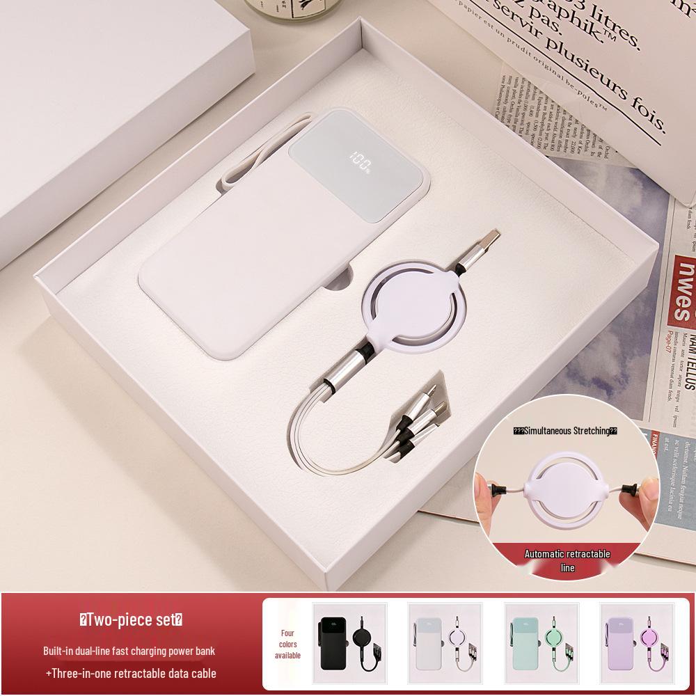 Сувенир Года Лошади: Сертифицированный 3C набор Power Bank с быстрой зарядкой и встроенным кабелем в качестве подарка на ежегодное собрание для клиентов