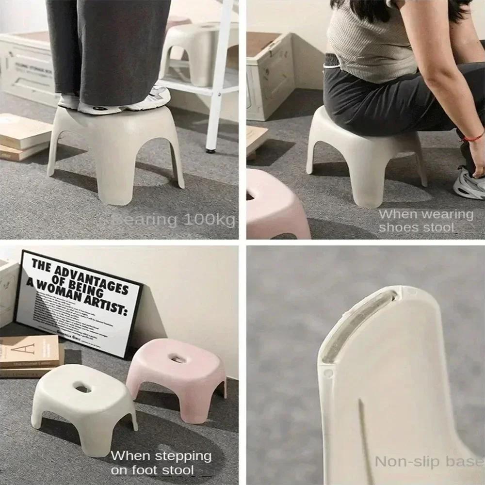 Plastic Small Stool Stackable Thick Stool Household Plastic Multifunctional Portable Bathroom Stool