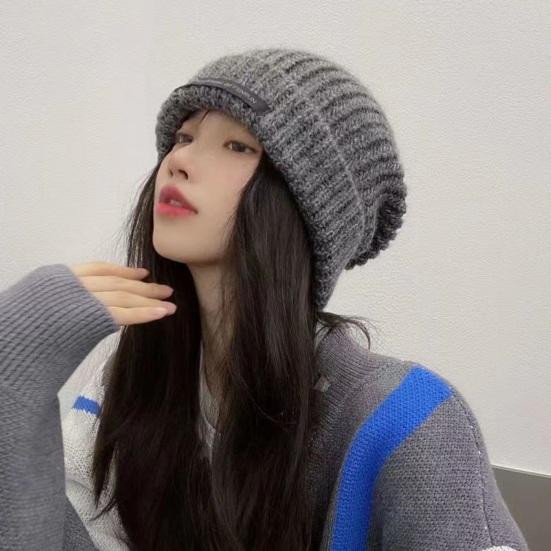 Шапка-бини с напуском и закругленными краями, с английскими буквами, зимняя теплая массивная мягкая вязаная женская шапка для зимнего активного отдыха
