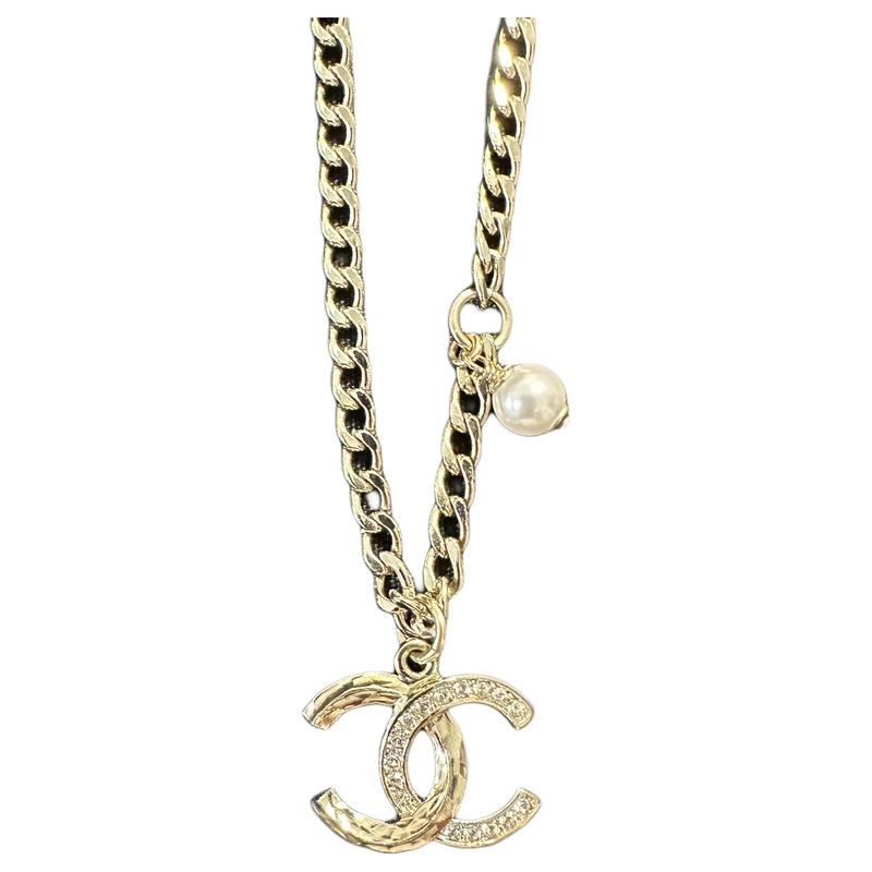 Chanel Металлическое колье Double C Double C формы женское золотое