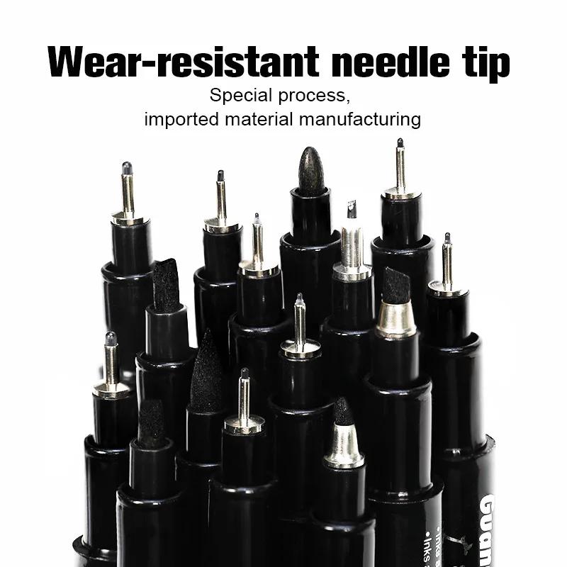 15 шт./набор Ручная надпись Неедл Рисование Ручка Пигмент Лайнер Микрон Ручка 005 01 02 03 04 05 Кисть Файнлайнер Эскиз Арт Маркеры