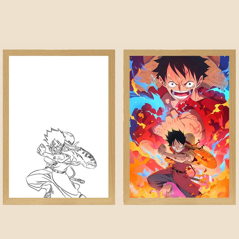 Фото рамка-ночник 'One Piece' Игрушка Персонажи Аниме Luffy Zoro Ночник Настольное украшение Картина Рождественский подарок