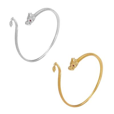 Браслет-манжета с китайским драконом, винтажный браслет в китайском стиле с драконом, ретро ручное украшение для повседневной носки