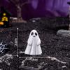 Halloween White Ghost Ornaments DIY Resin Craft Decor, Cute Miniature Statue for Home Tabletop, Spooky Party Decoration
