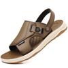 Fashion 2025 Summer New Designer Leather Sandals for Men Solid Color Hallow Beach Shoes Male Dual-use Fashion Casual Slipper Shoes Man
