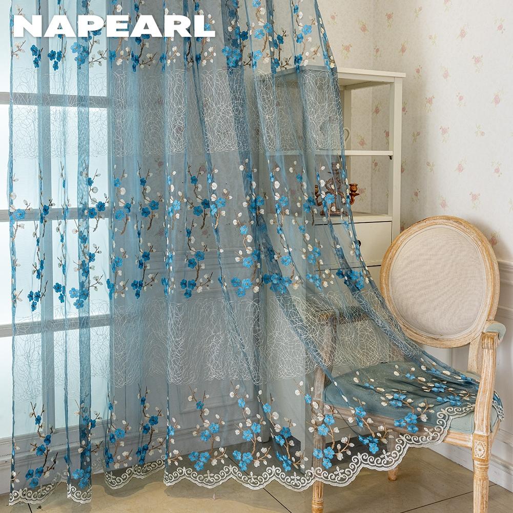 1 шт. NAPEARL Европейская ретро вышитая прозрачная штора, узор с цветами сливы, прозрачная штора для гостиной, спальни, балкона, окна, домашний декор