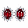 Ruby Stud Earrings Women European Style Rose Gold Plated Red Sapphire Diamond Stud Earrings