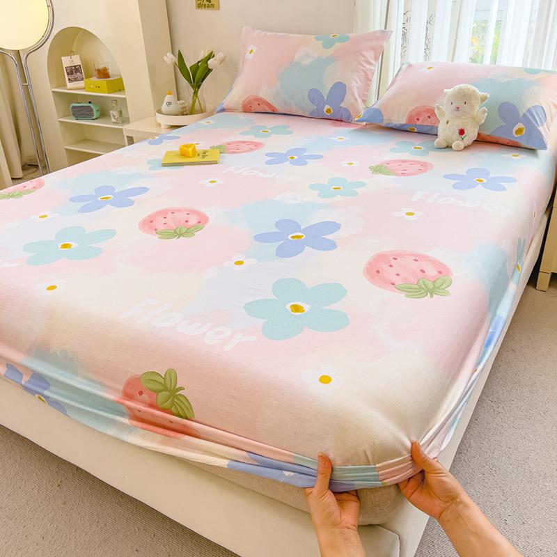 Pure Cotton Bedsheets Skin-friendly Fitted Sheet Cartoon Style Bed Linen Queen Size Bed Cover sabanas (Pillowcase Need Order)