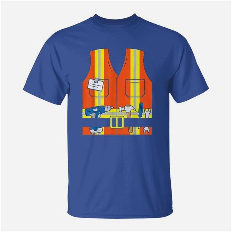 3D Construction Worker Orange Safety Vest Graphic T Shirt for Unisex Clothing Summer Casual Unisexs Tops Tee Shirts Fashion Tshirt