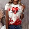 Summer Round Neck 3D Love Print T-shirts Fashionable Casual Short Sleeved Women's T-shirts