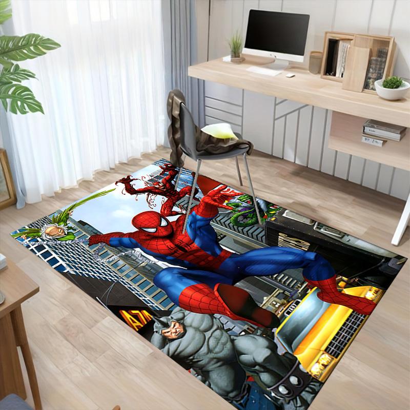 1pc Spiderman Black Suit Carpet for Playroom Bedroom Living Room Sofa Home Decor,kids Game Area Rug Non-slip Floor Mat Y826146