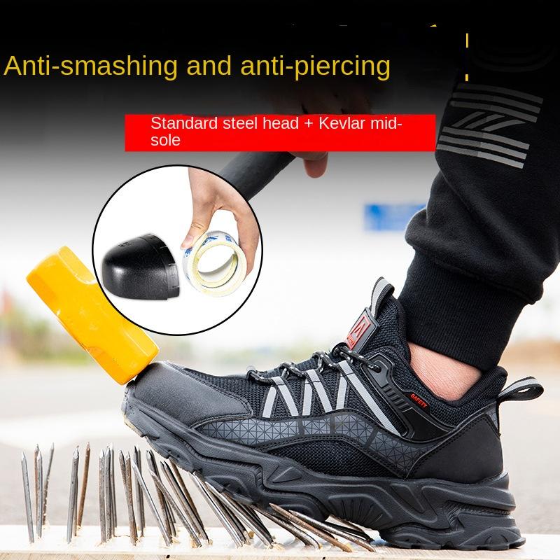 Обувь для страхования труда. Дышащая и нескользящая мужская защитная обувь. Обувь для страхования труда, устойчивая к ударам и проколам.