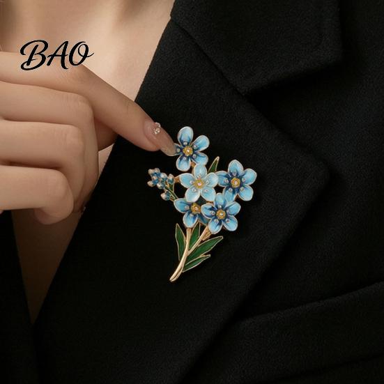 Unique Jewelry for Daily Wear Forget Me Not Flower Brooch, Alloy Blue Floral Lapel Pin, Memorial Enamel Gold Metal Pin Brooch Coat, Dress, Hats, Bags,