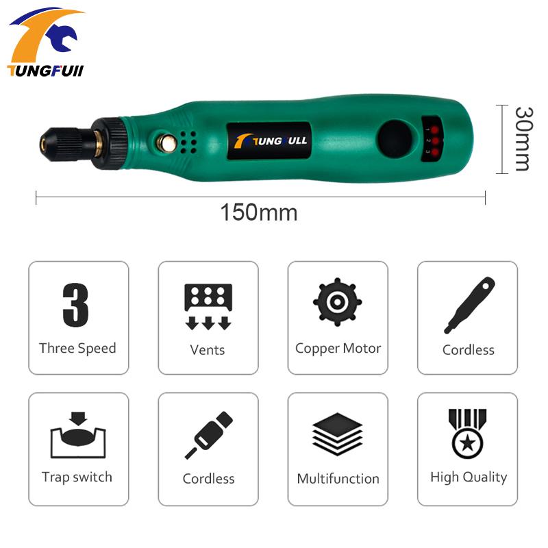 Tungfull Mini Cordless Rotary Tool Handheld 3.7V Drill Power Rotary Tool Mini Drill for Engraving, Sanding, Polishing, Carving