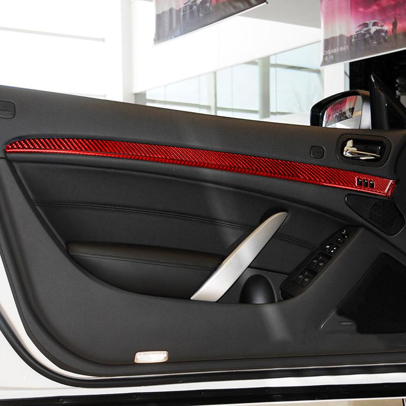 For Infiniti G37 07-13 Red Soft Carbon Fiber Air Conditioner Radio Window Lift Speaker Gear Trim Cover Car Interior