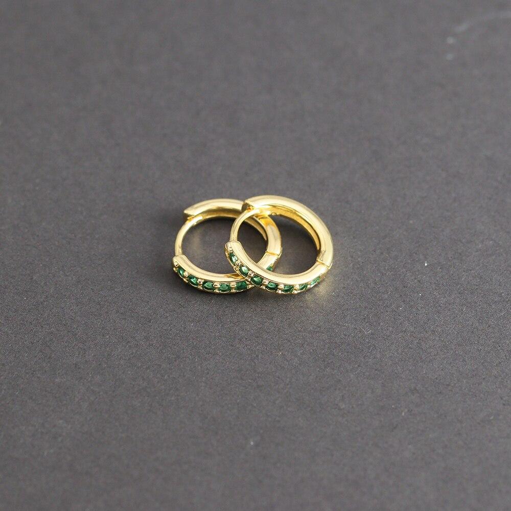 1 Pair Green Little Huggies Stainless Steel Hoop Earrings Girl Tiny Rings Cartilage Small Helix Piercing Tragus Circle Hoops