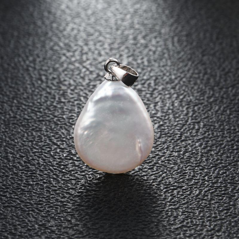 New Fashion Natural Freshwater Multiple Shape Baroque White Pearl 925 Silver DIY Pendant Buckle For Women Girls Jewelry