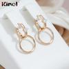 Круглые висячие серьги Kinel для женщин, розовое золото, легко подходящие ювелирные изделия