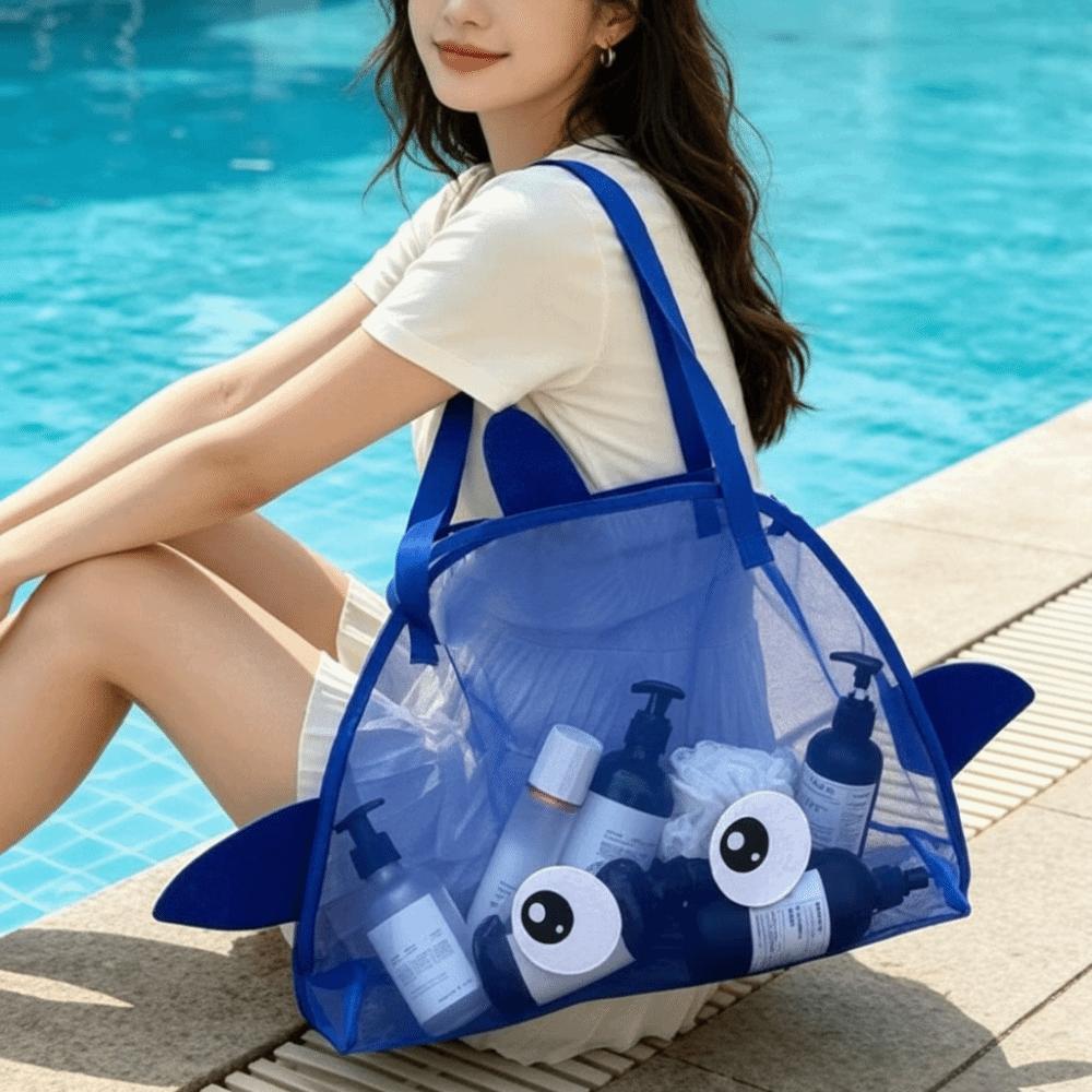 Large Capacity Summer Beach Bag Handheld Swim Toiletry Bag Mesh Bag Beach Travel Outdoor Sports