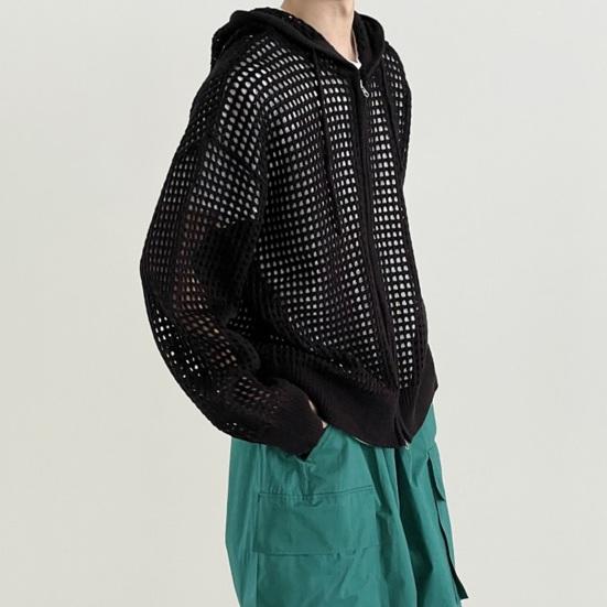 Мужская осенне-зимняя куртка с капюшоном и длинным рукавом на молнии, сплошной цвет, мягкий кардиган в стиле хип-хоп, мужское пальто