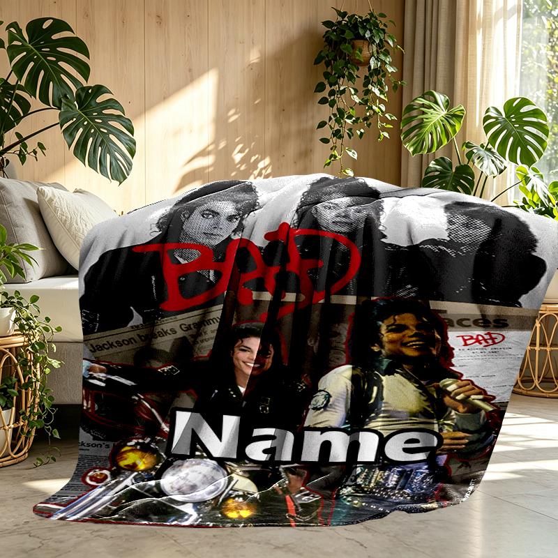 Custom Name Personalized Michael Jackson Print Blanket, Home Decor, Bedroom, Sofa, Camping, Couch, Gifts for Birthday Christmas