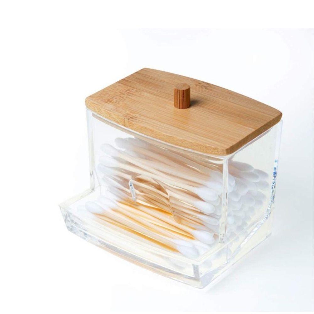 Контейнер для ванной комнаты, органайзер для ватных дисков с бамбуковой крышкой, ватные палочки, ящик для хранения бутылочек