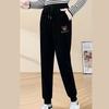 Women's Thickened Corduroy High-waisted Active Pants Autumn Winter Casual Pull-string Elastic Waist Straight-leg Trousers