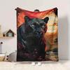 1pc Panther Sunset Jungle Blanket - Lightweight Flannel Fleece with Digital Printing, Soft Warm for Sofa, Travel, Camping, Office yy251018304