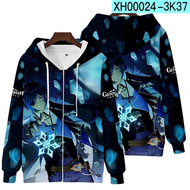 Genshin Impact Косплэй костюм Mona Kaeya Klee Diluc Venti Paimon Zhongli Keqing Ganyu унисекс 3D одежда на молнии с капюшоном