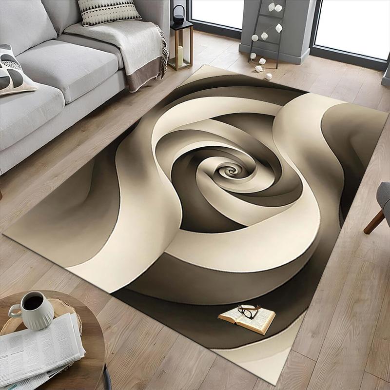1PC Spiral Pattern Non-Slip Floor Carpet Compatible for Office&Living Room&Dining room - Flat-Weave Machine- Soft & Pattern-E235