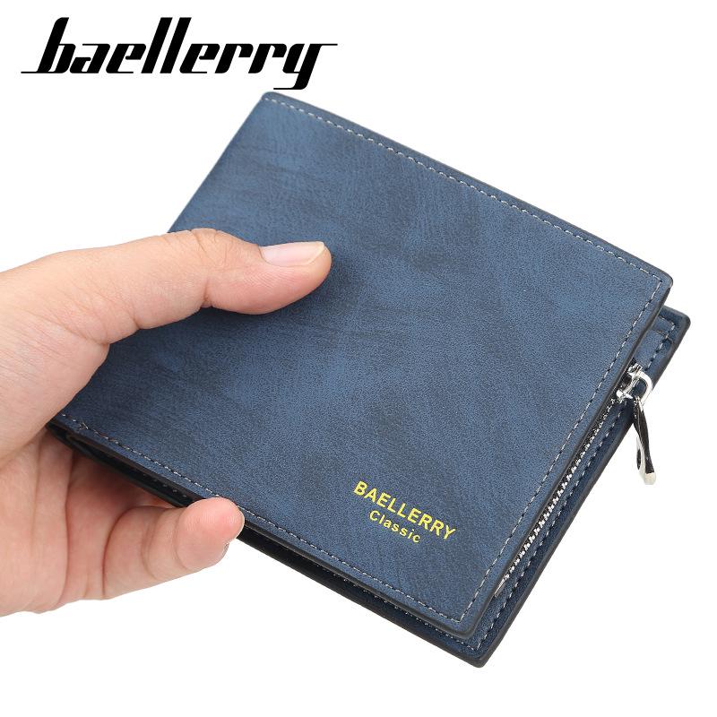 Baellerry мужской модный короткий складной кошелек с несколькими отделениями для карт, держатель для карт, портмоне на молнии, горизонтальный сгиб, футляр из искусственной кожи