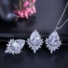 WWJ Dazzling Cubic Zirconia Marquise Cut Pendant Necklace and Drop Earrings Set