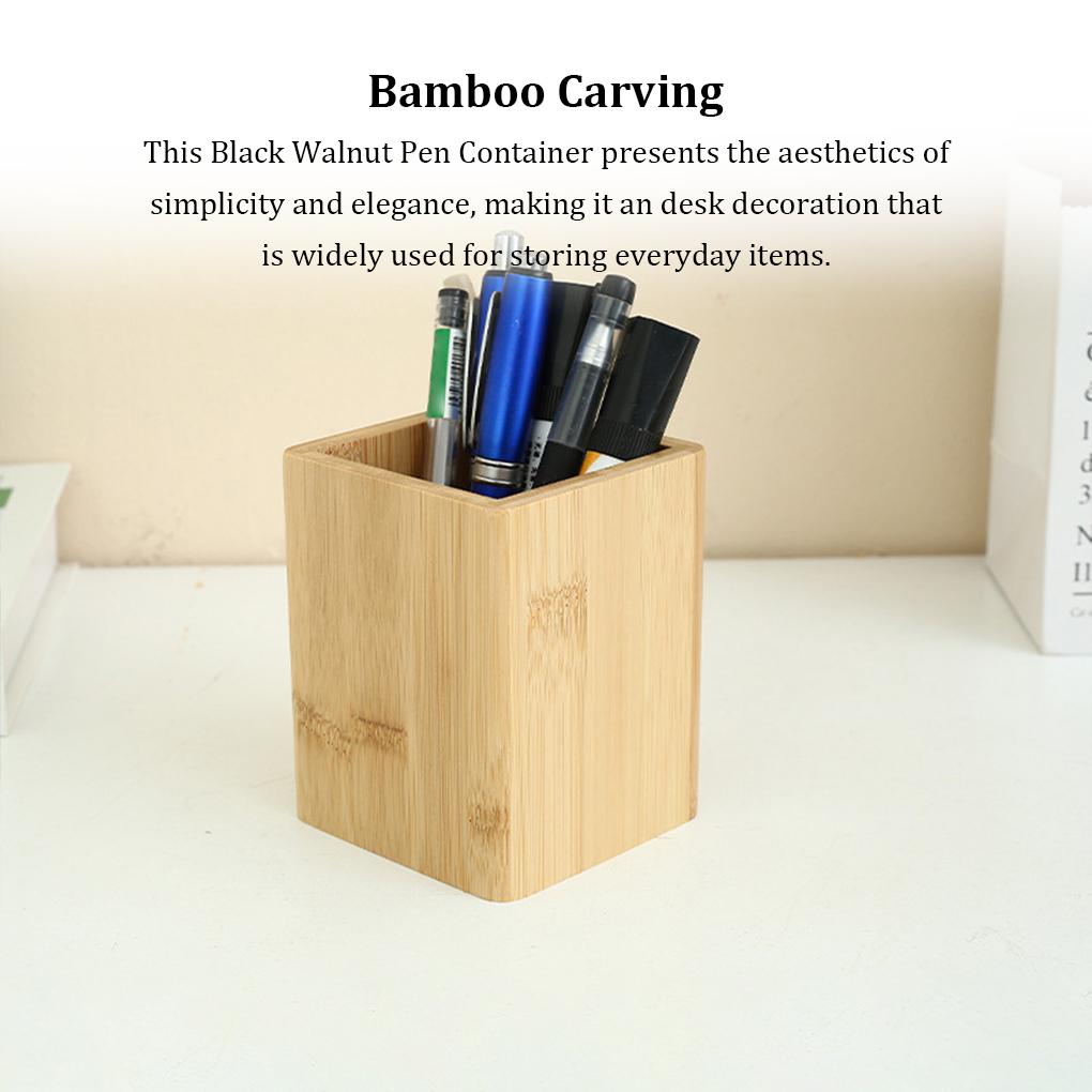 Wooden Pencil Stationery Organizer, Square Cup Holder, Black Walnut Wood, Desk Decoration, for Stationery, Make