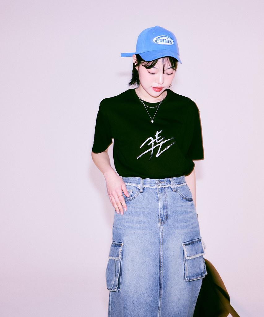 QUTON Purple Brush Oversized Heavy Short Sleeve T-Shirt
