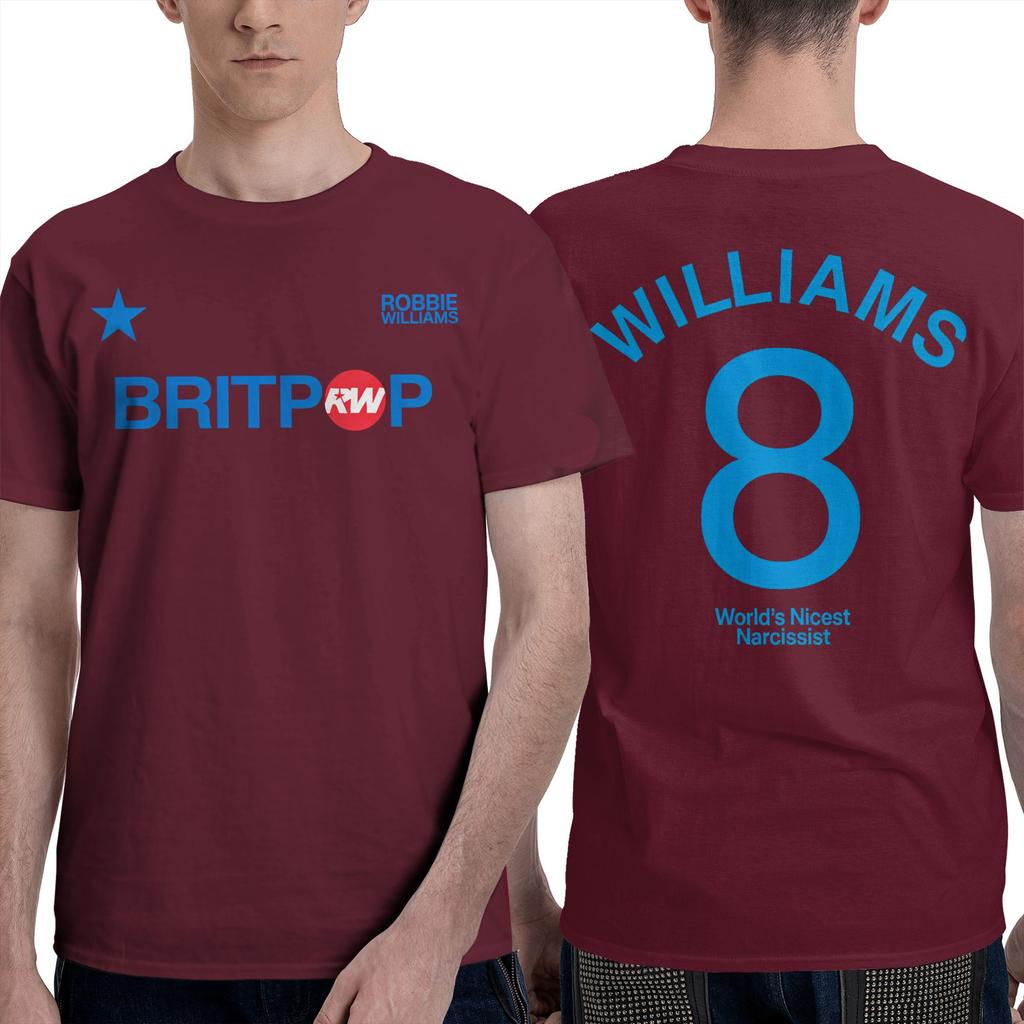 Смешные футболки Robbie Williams Britpop Tour 2025 для мужчин С круглым вырезом 100% хлопок Футболка с коротким рукавом Одежда больших размеров